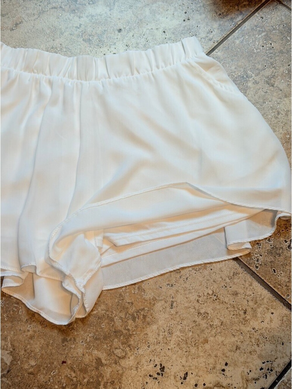 Caramela White Flowy Skort Elastic Waist Shorts Large SKU511 - Picture 4 of 7